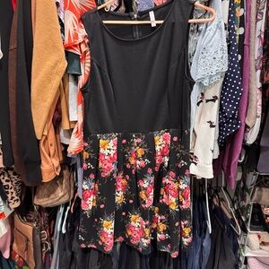 Xhilaration Black Dress with Floral Design